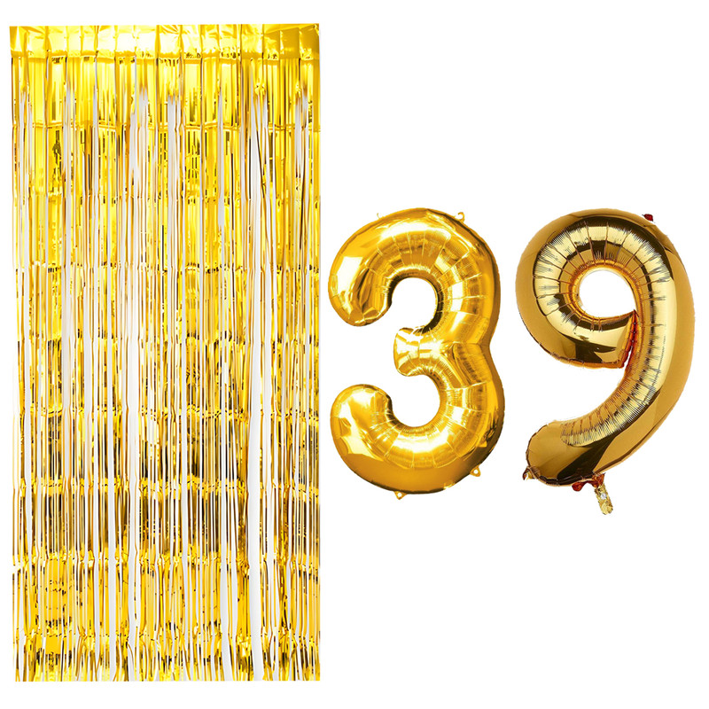 بادکنک فویلی مسترتم طرح عدد 39 به همراه پرده تزئینی بسته 3 عددی