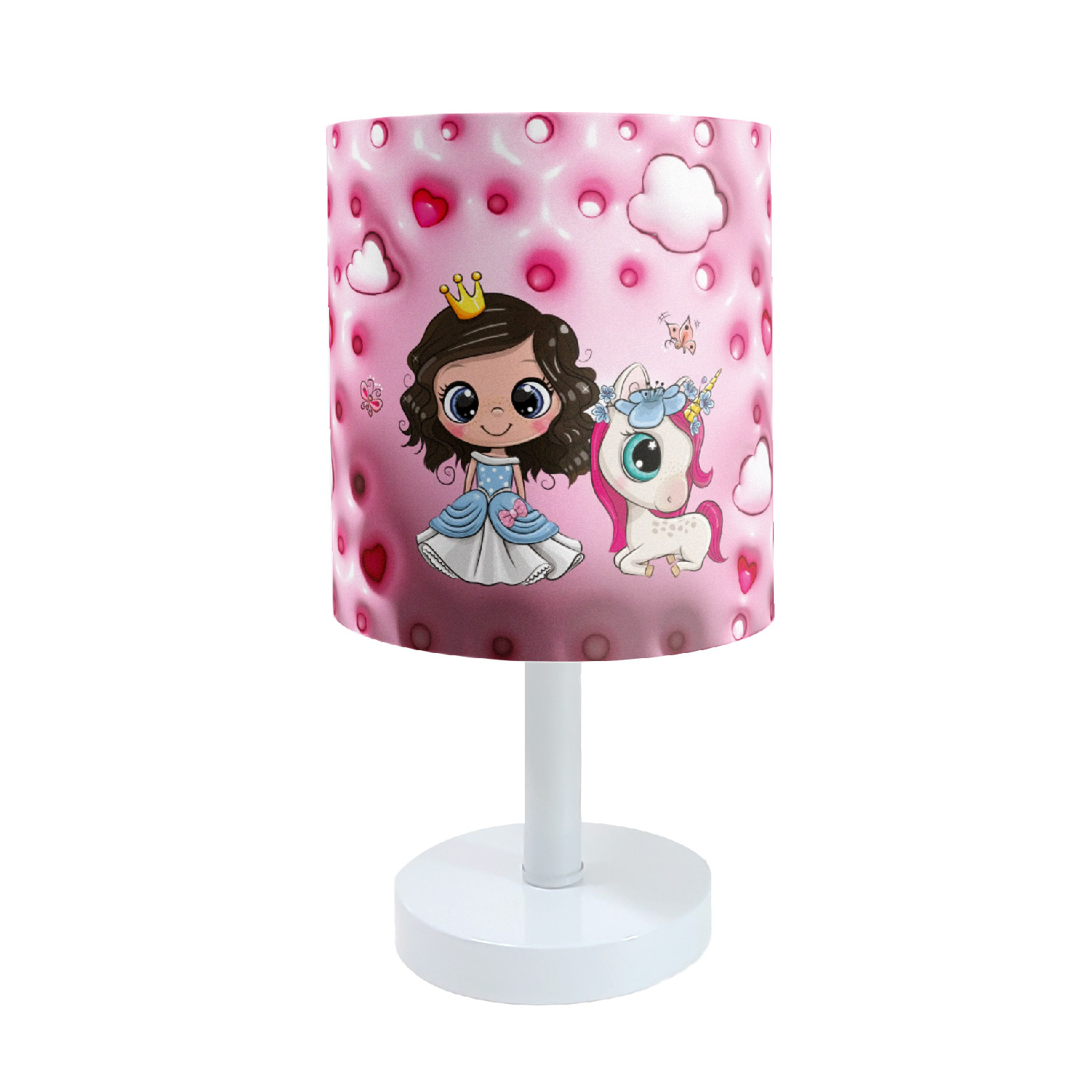 آباژور و لوستر کودک طرح پرنسس و یونی کرن مدل LBR-SET-004 به همراه ساعت و روبالشی