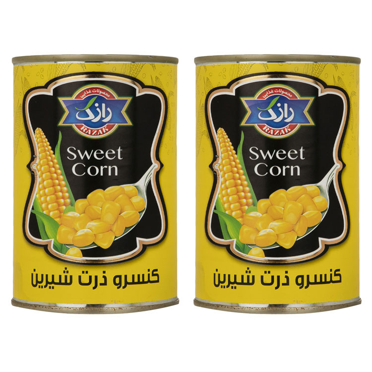 کنسرو ذرت شیرین رازک - 420 گرم بسته 2 عددی