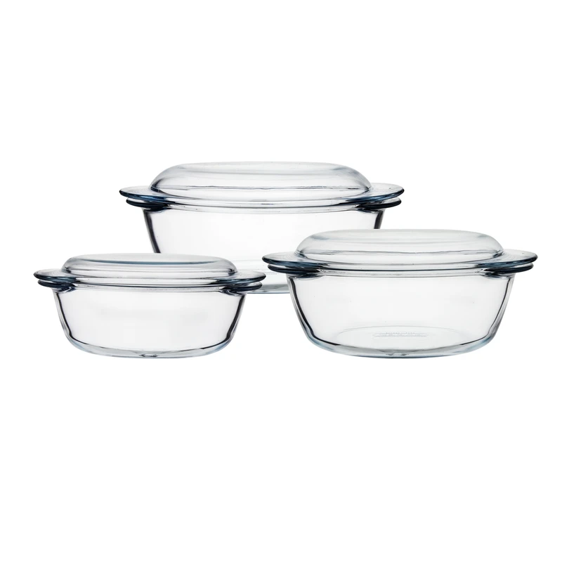 ظرف پخت پیرکس مدل ساده کد 912 مجموعه 3 عددی