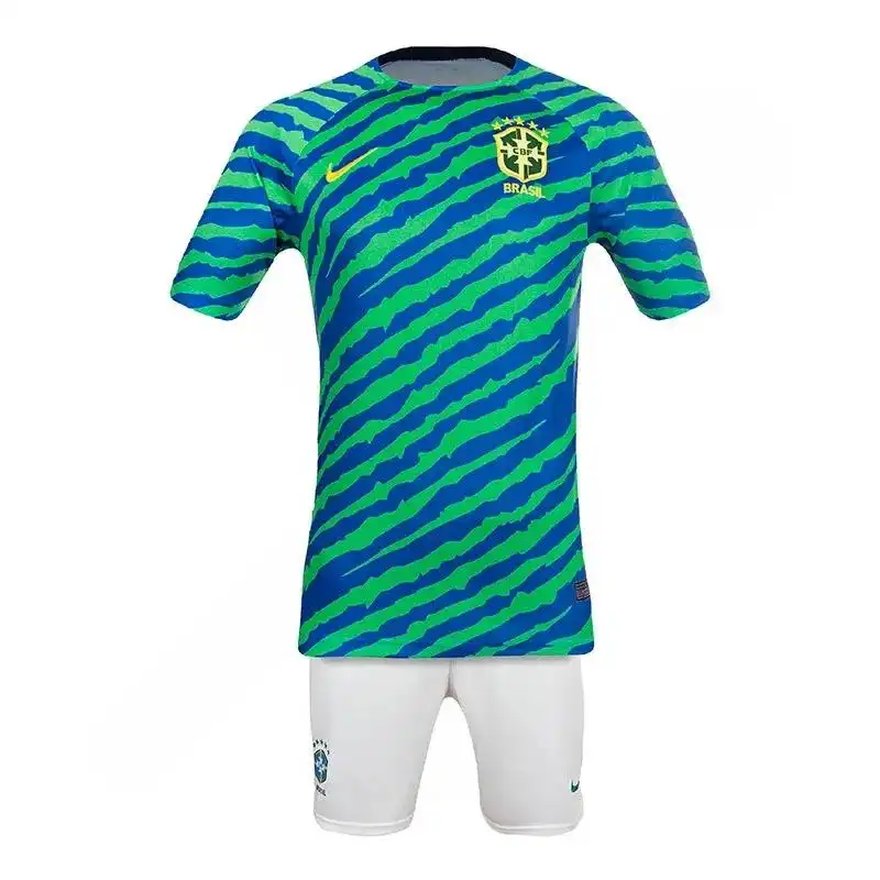 ست تی شرت و شلوارک ورزشی مردانه مدل فوتبال تمرینی برزیل NK-6634