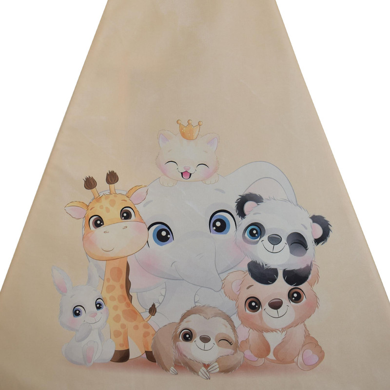 چادر بازی کودک مدل سرخپوستی طرح حیوانات سافاری PT504 به همراه کوسن