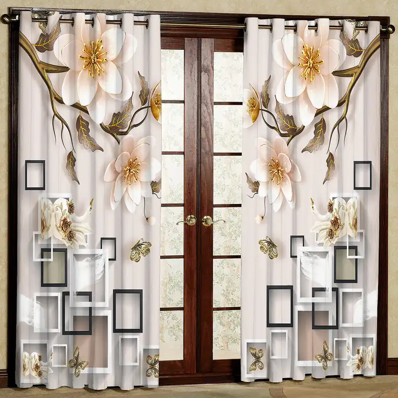 پرده مدل گل طرحدار مخمل پانچی کد 4080 سایز 200x140 سانتی متر