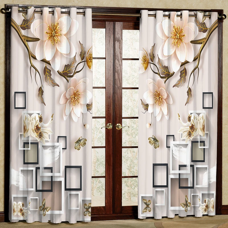 پرده مدل مخمل پانچی طرح گل کد 4080T2 سایز 200x140 سانتی متر