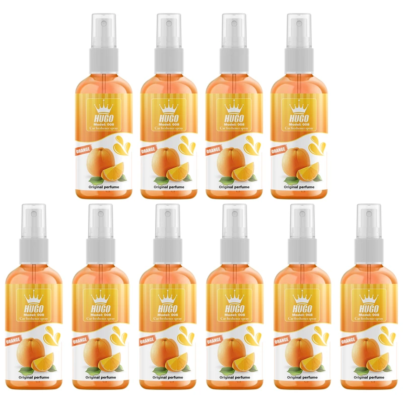 اسپری خوشبو کننده خودرو هوگو کد 008 با رایحه پرتقال حجم 50 میلی لیتر بسته 10 عددی