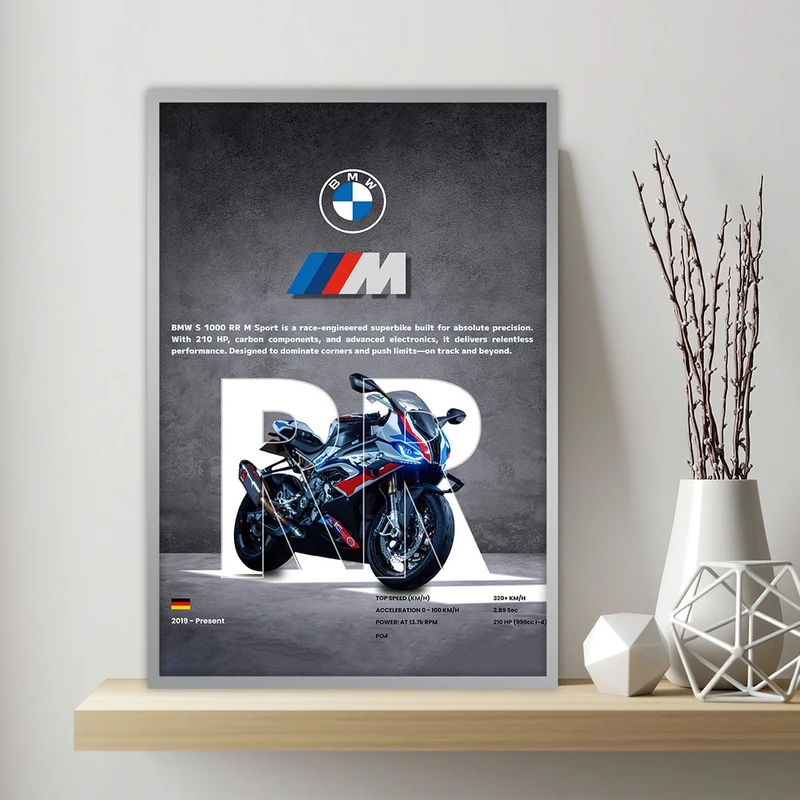 تابلو بکلیت طرح موتور BMW S1000RR مدل SI-S10714 فریم نقره ای