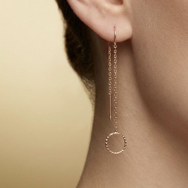 گوشواره بخیه ای طلا 18 عیار زنانه گالری شیدا مجد مدل حلقه تراش - 3