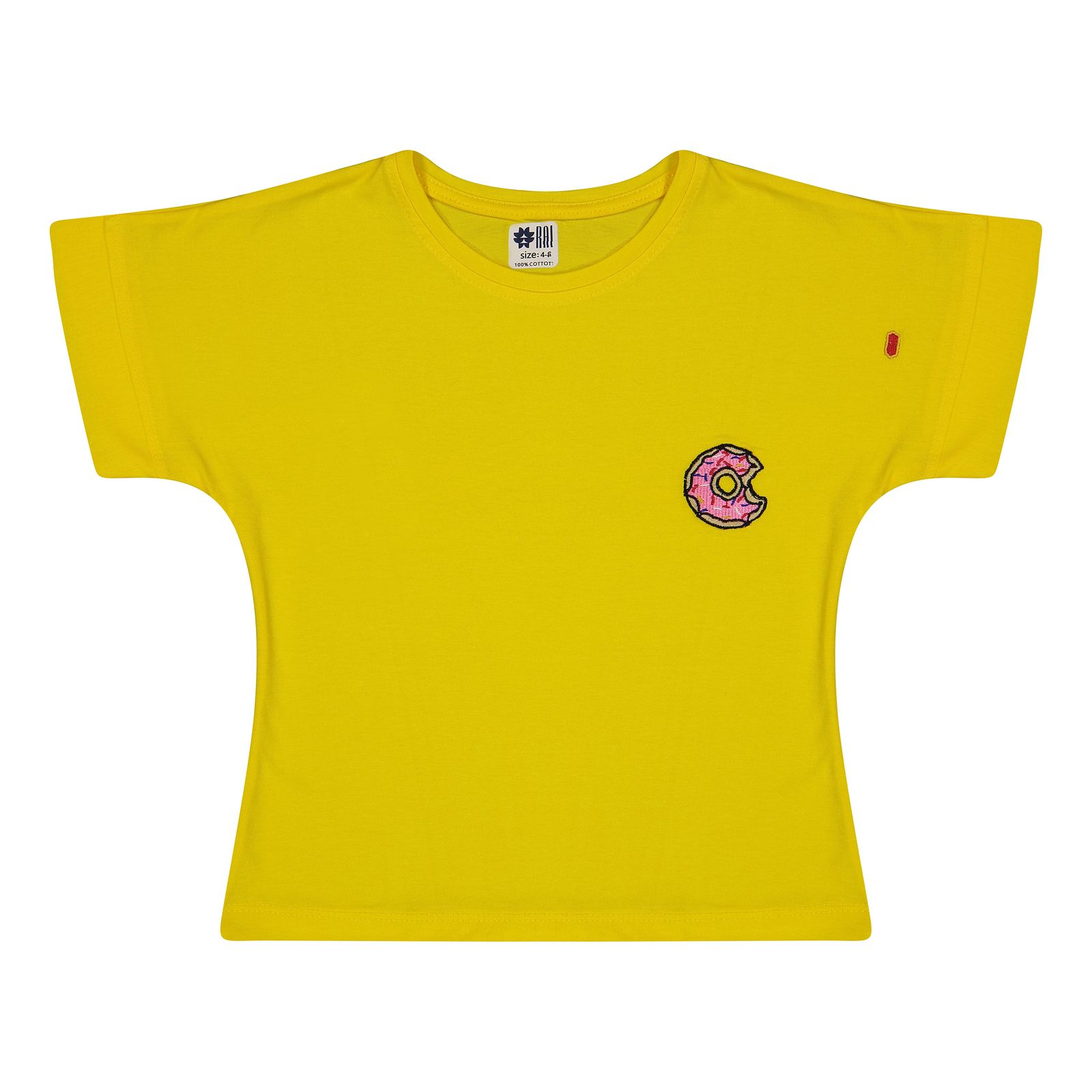 تی شرت آستین کوتاه دخترانه مادر مدل دونات-16 رنگ زرد -  - 1
