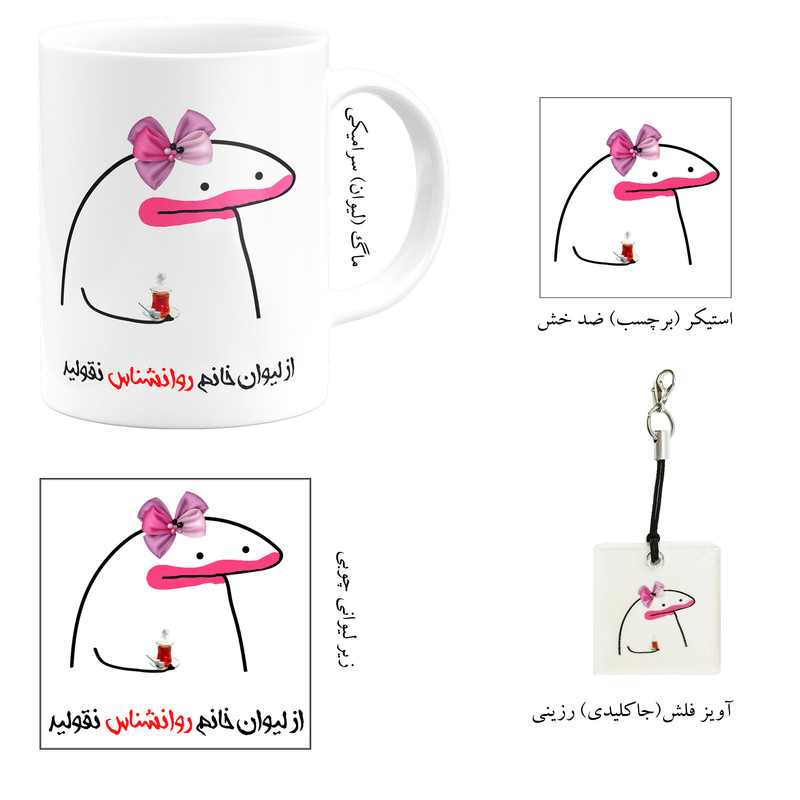 ست هدیه ماگ مدل لیوان شخصی خانم روانشناس کد B1 مجموعه 4 عددی