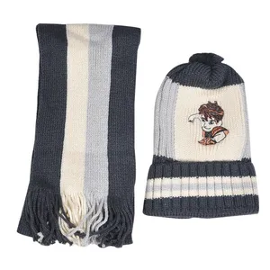 ست کلاه و شال گردن بافتنی پسرانه مدل C022