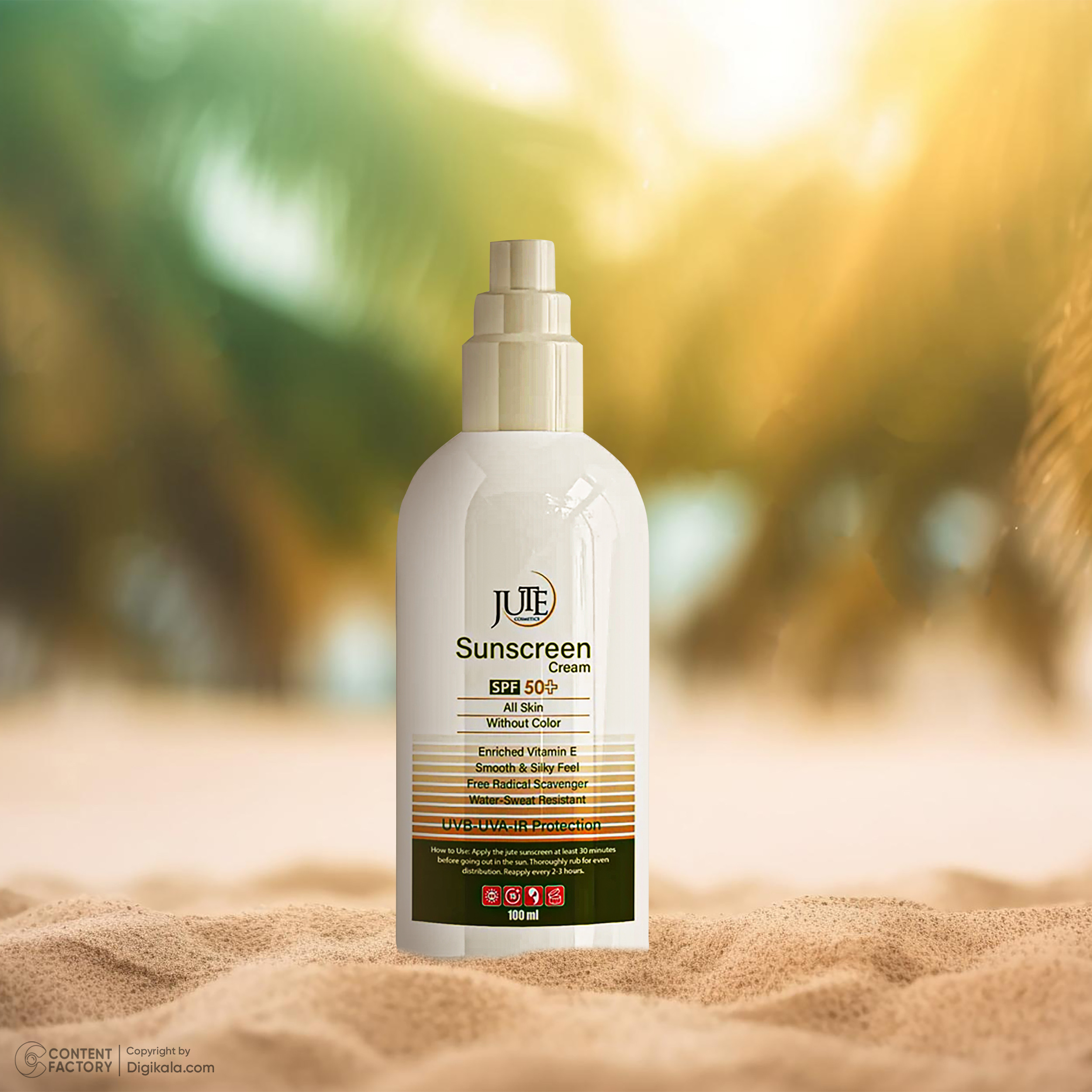 کرم ضد آفتاب بدون رنگ ژوت مدل SPF50 محافظ UVA ،UVB، ضد آب، مناسب انواع پوست حجم 100 میلی‌لیتر