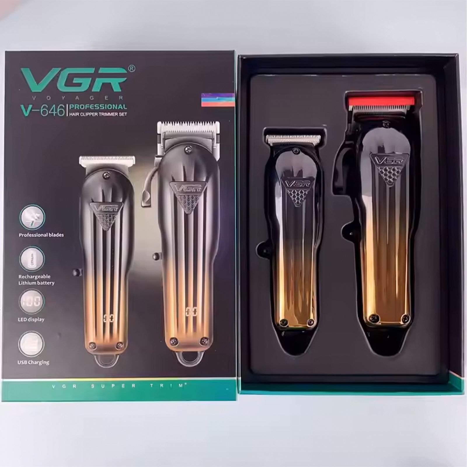 ماشین اصلاح موی سر و صورت وی جی ار مدل V-646 مجموعه دو عددی -  - 7