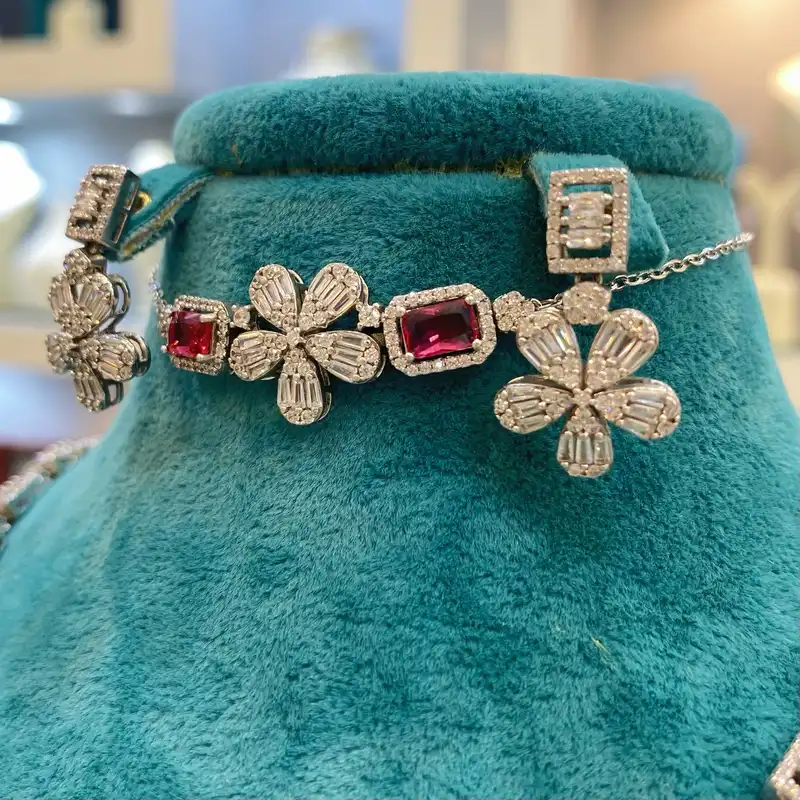 نیم ست نقره زنانه مدل دستساز طرح جواهر کد 548-2