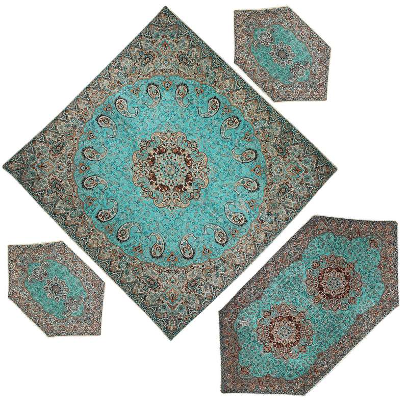 ست 4 تکه رومیزی ترمه طرح نسترن کد SBZBI4-4