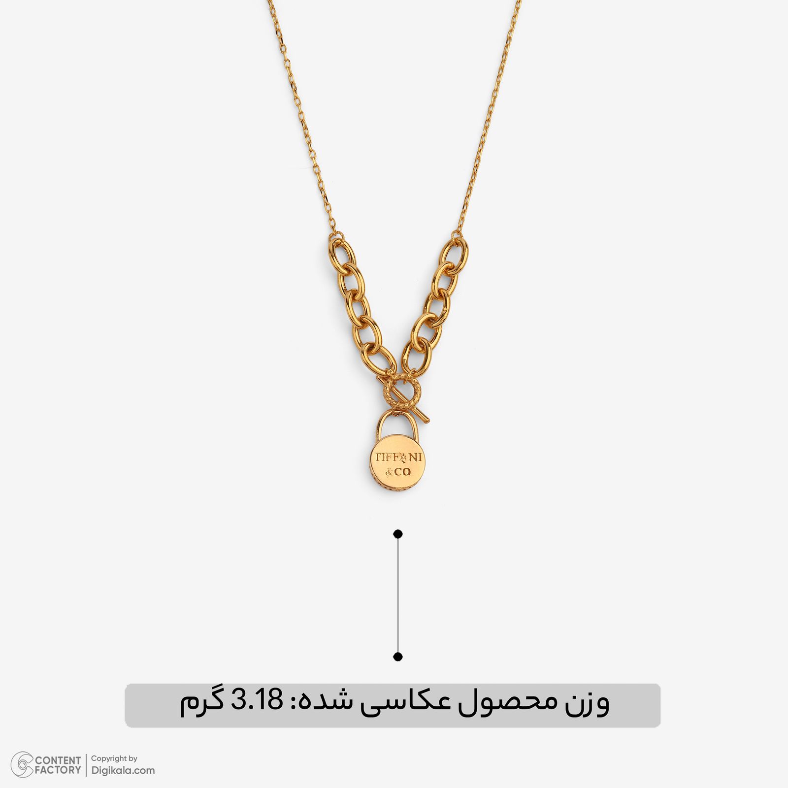 گردنبند طلا کم اجرت 18 عیار زنانه با زنجیر حلقه‌ای (فلامینگو) نگین مدل 122 -  - 5