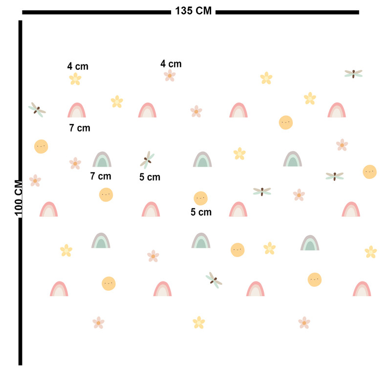 استیکر دیواری کودک باروچین مدل گلهای رنگارنگ کد 1278 مجموعه 50 عددی