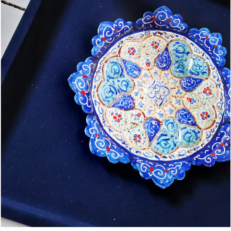 بشقاب میناکاری مدل گل کد 12020