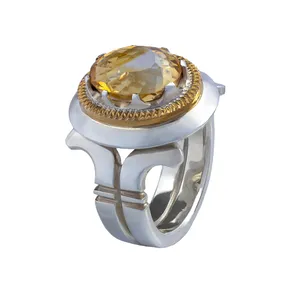 انگشتر نقره مردانه مدل سیترین کد SGR15