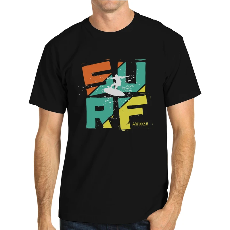 تی‌شرت آستین کوتاه مردانه مدل چاپ موج سواری رنگ مشکی