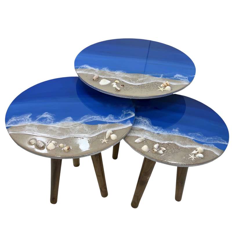 میز عسلی مدل موج دریا مجموعه 3 عددی