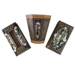 ست سه تکه خاتم کاری طرح گل و مرغ کد 23342