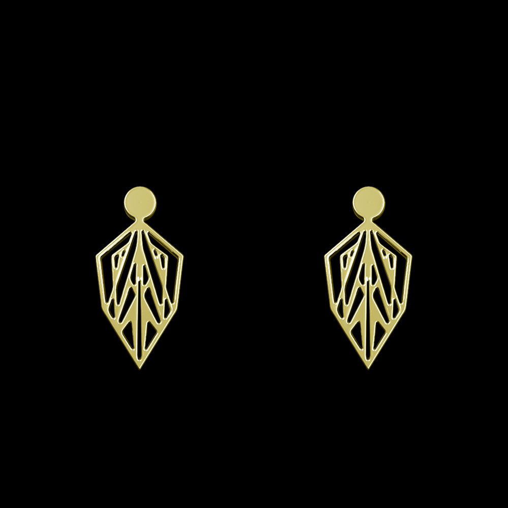 گوشواره طلا 18 عیار زنانه مدوپد مدل هندسی کد GA1-10494