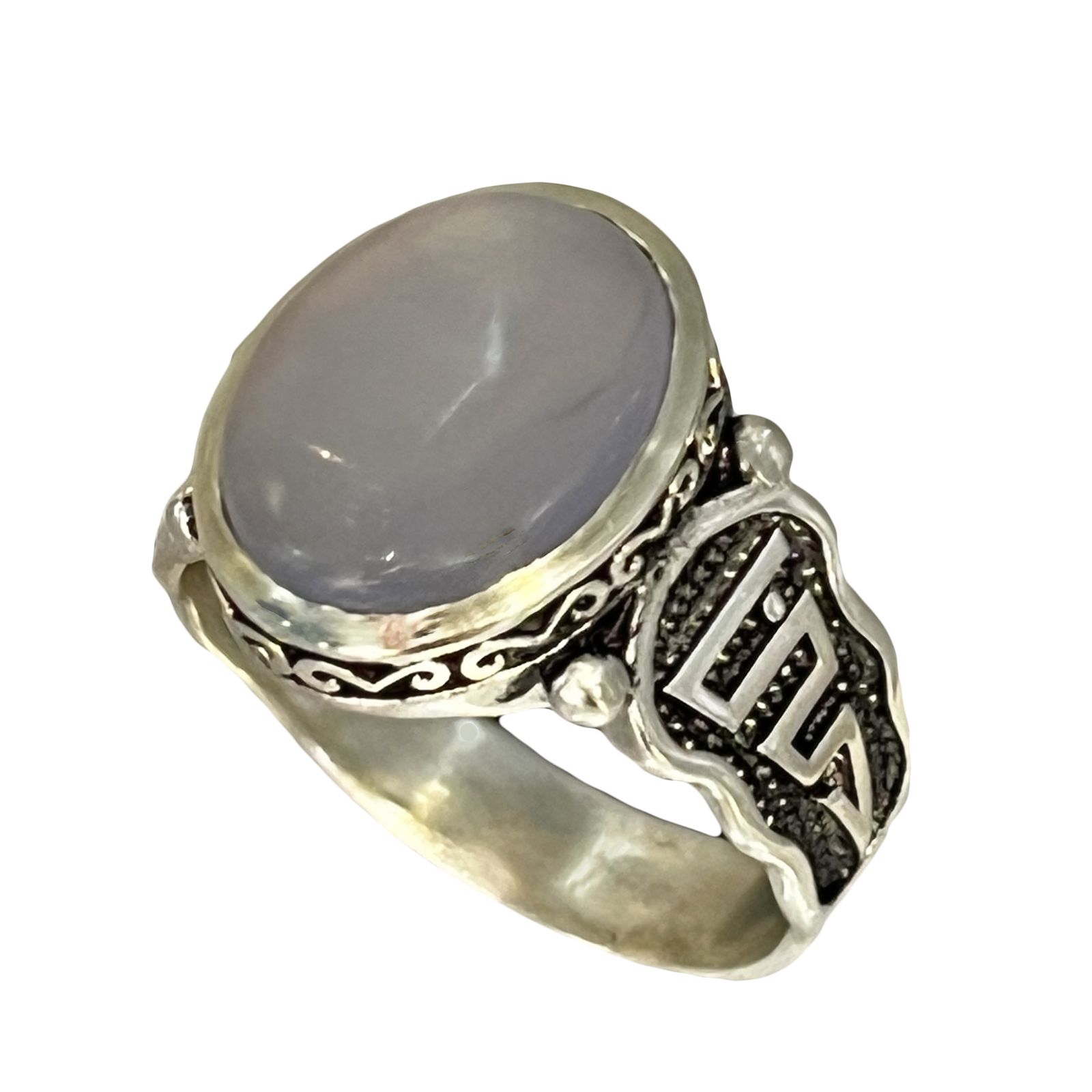 انگشتر نقره مردانه مدل سیاه قلم دستساز مزین به عقیق یمنی کبود 43-24 - - 1