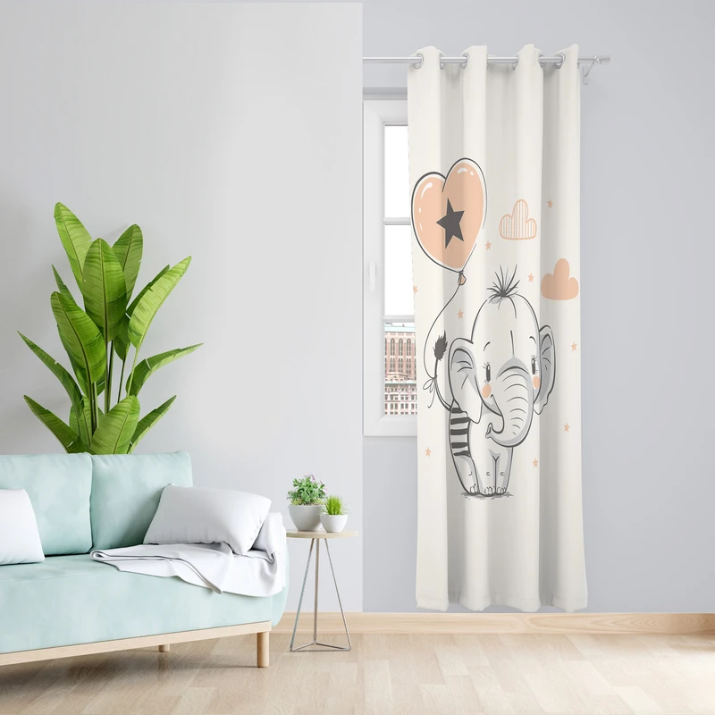 پرده طرح کودک مدل مخمل پانچی کد L 1020 Z سایز 140x200 سانتی متر