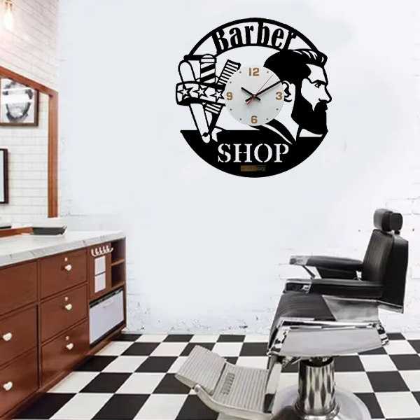 ساعت دیواری کوارتز آذرلاکچری مدل آرایشگاه کد men15