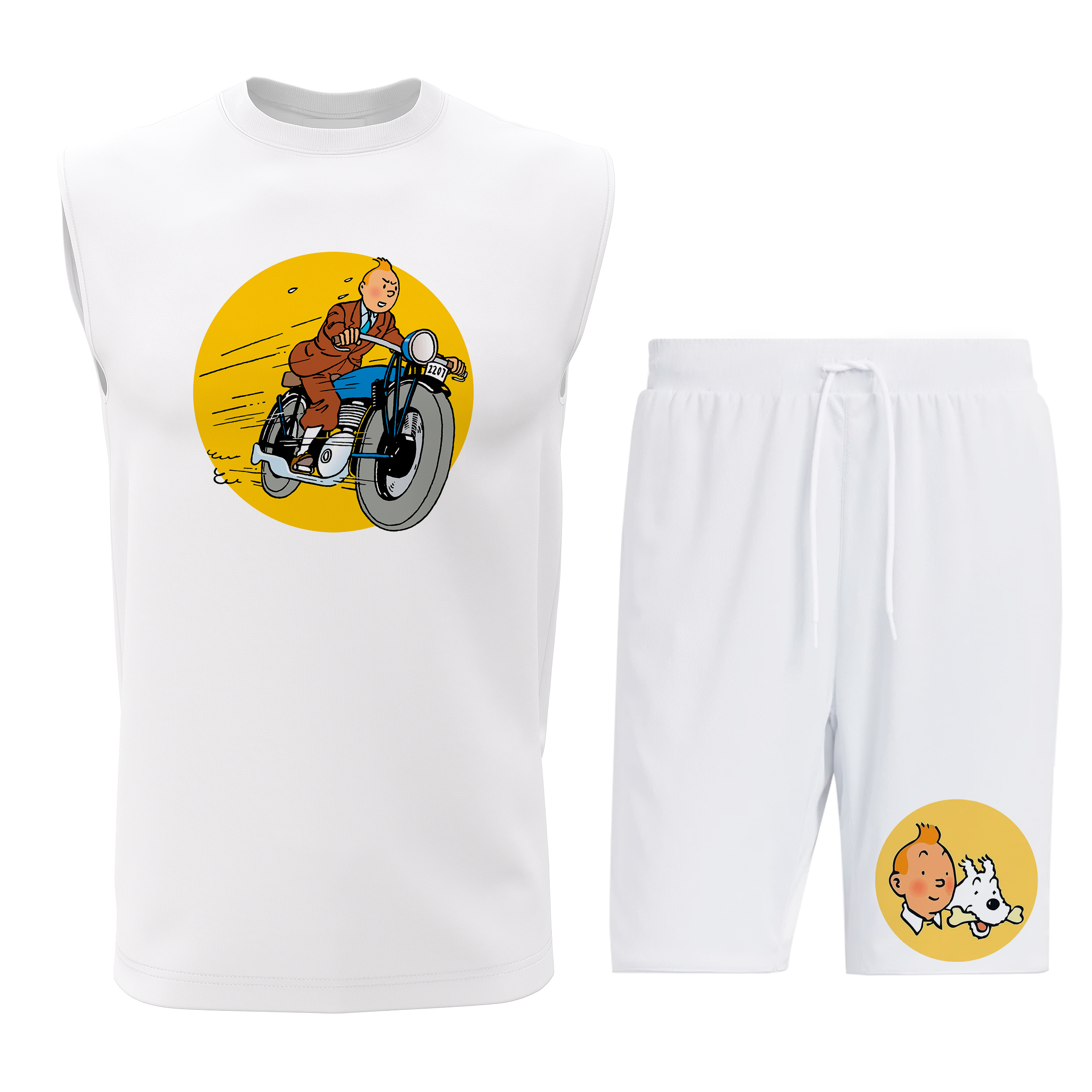 ست تاپ و شلوارک مردانه طرح تن تن مدل T075W