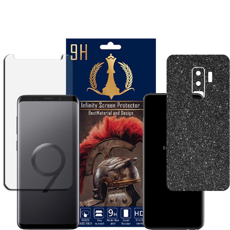 برچسب پوششی اینفینیتی مدل PRO MAX مناسب برای گوشی موبایل سامسونگ GALAXY S9 PLUS به همراه محافظ صفحه نمایش