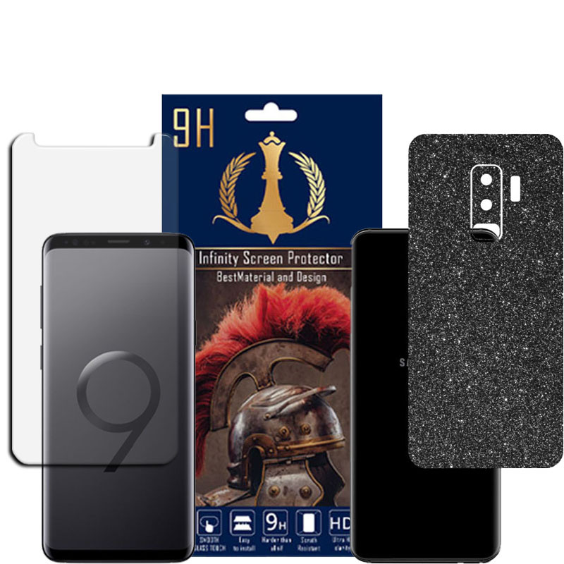 برچسب پوششی اینفینیتی مدل PRO MAX مناسب برای گوشی موبایل سامسونگ GALAXY S9 PLUS به همراه محافظ صفحه نمایش