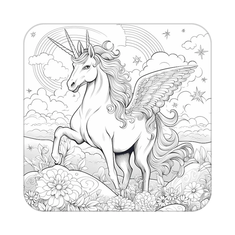 زیر لیوانی کاکتی طرح اسب تک شاخ و یونیکورن مدل mp31875