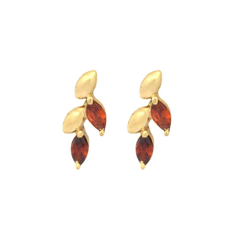 گوشواره میخی طلا 18 عیار زنانه طلای مستجابی مدل برگ تاج کد T765