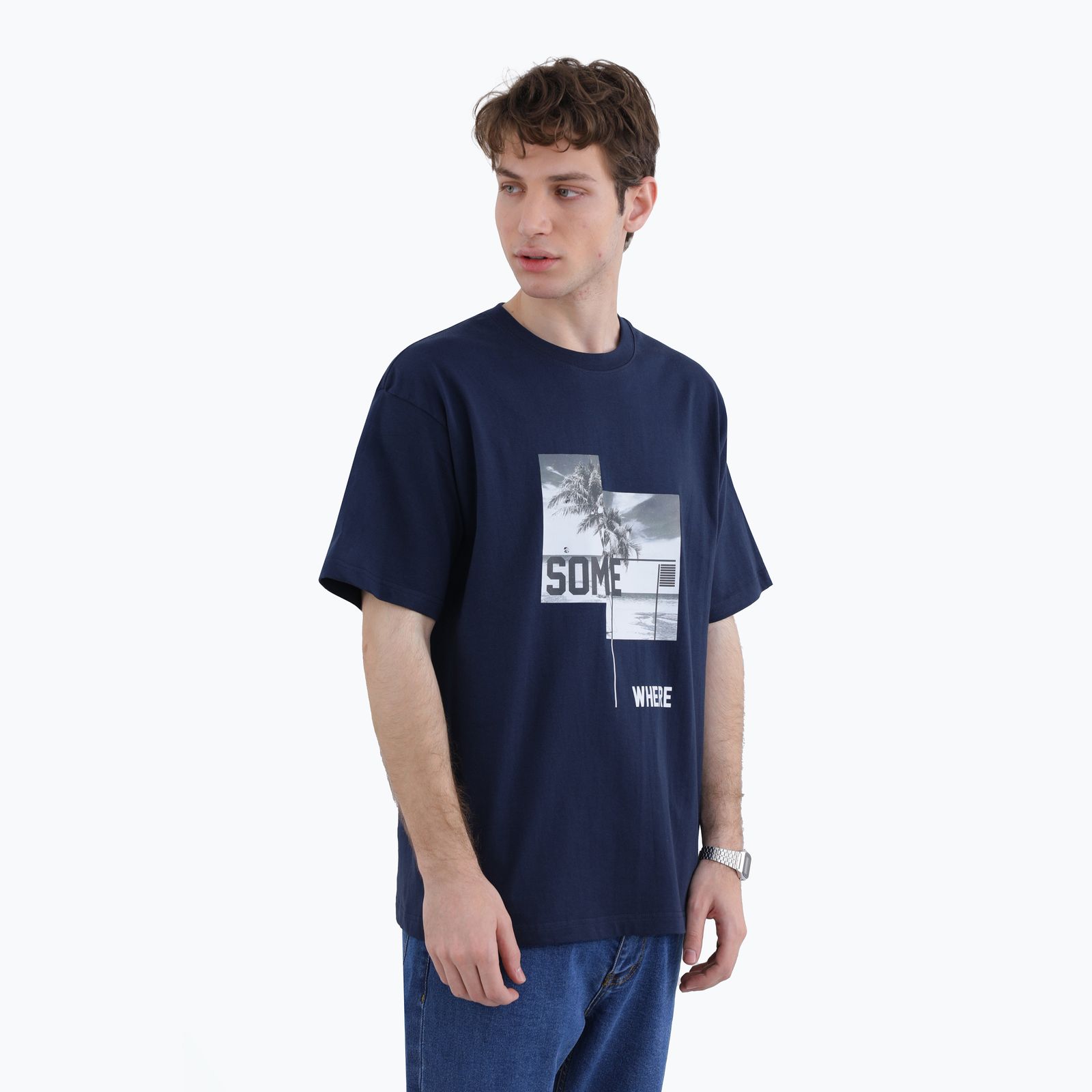 تی شرت آستین کوتاه مردانه پاتن جامه مدل  نخی 331621030002999 رنگ سرمه ای -  - 2