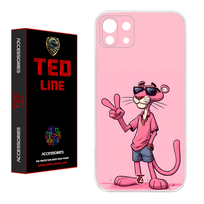 کاور تد لاین طرح پلنگ صورتی کد 1110 مناسب برای گوشی موبایل شیائومی Mi 11 Lite