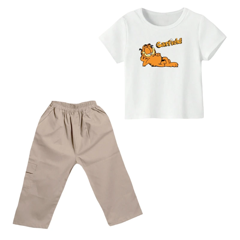 ست تی شرت و شلوارک پسرانه مدل گارفیلد کد ۳