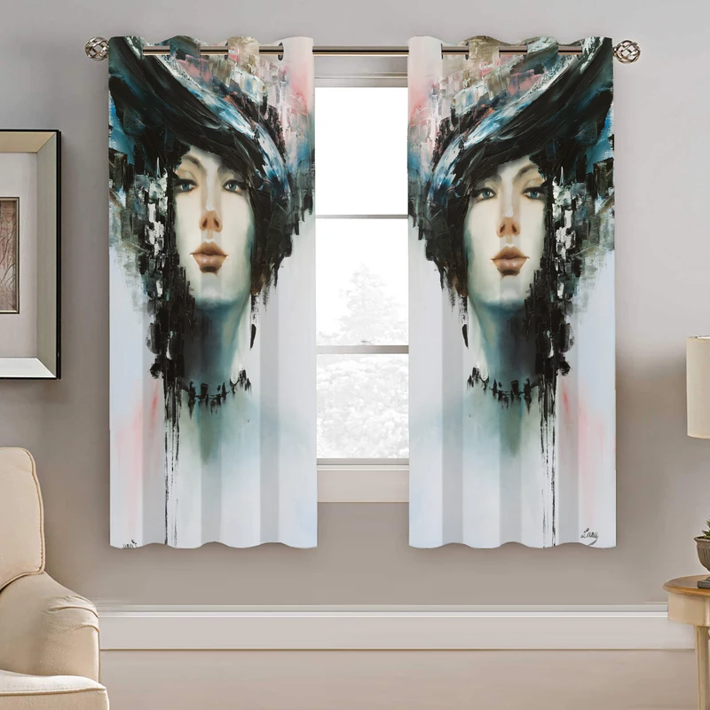 پرده نیروانا طرح چهره دخترونه مدل مخمل کد 5045 سایز 140×200 سانتی متر