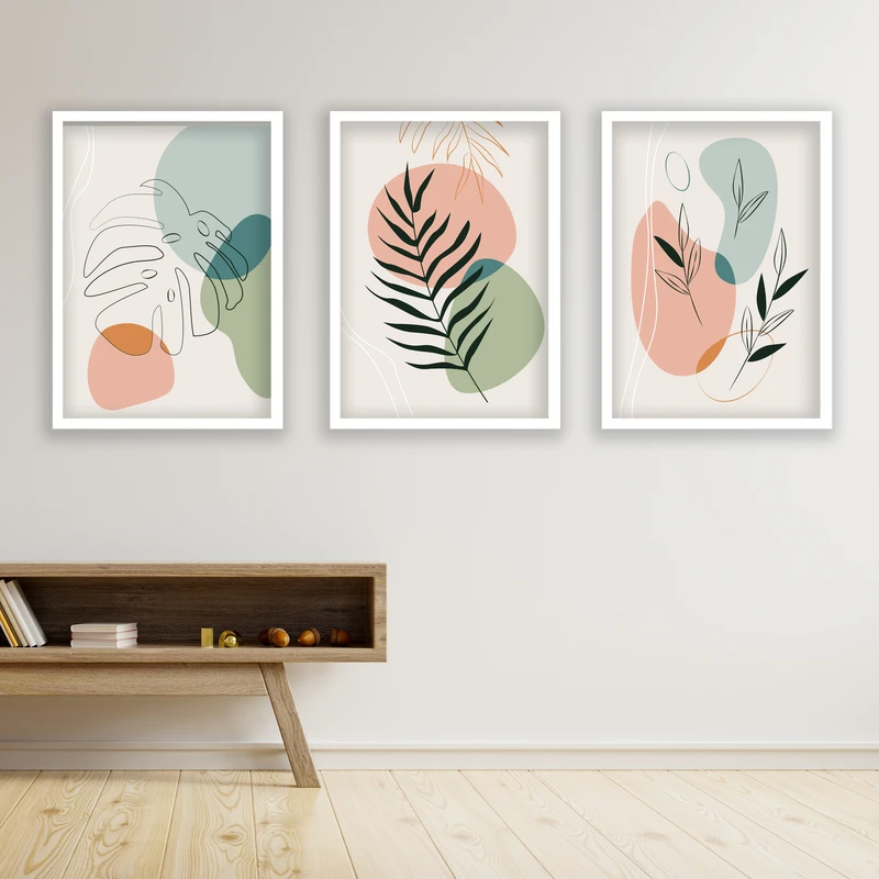 تابلو مدل مینیمال دکوراتیو کد LA-G3084 مجموعه 3 عددی