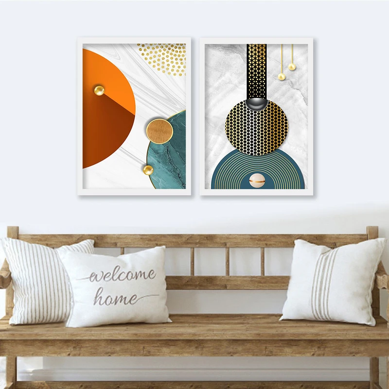 تابلو صبا طرح مدل دکوراتیو انتزاعی کد 143w مجموعه 2 عددی