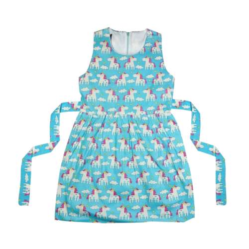 پیراهن دخترانه مدل یونیکورن آسمانی