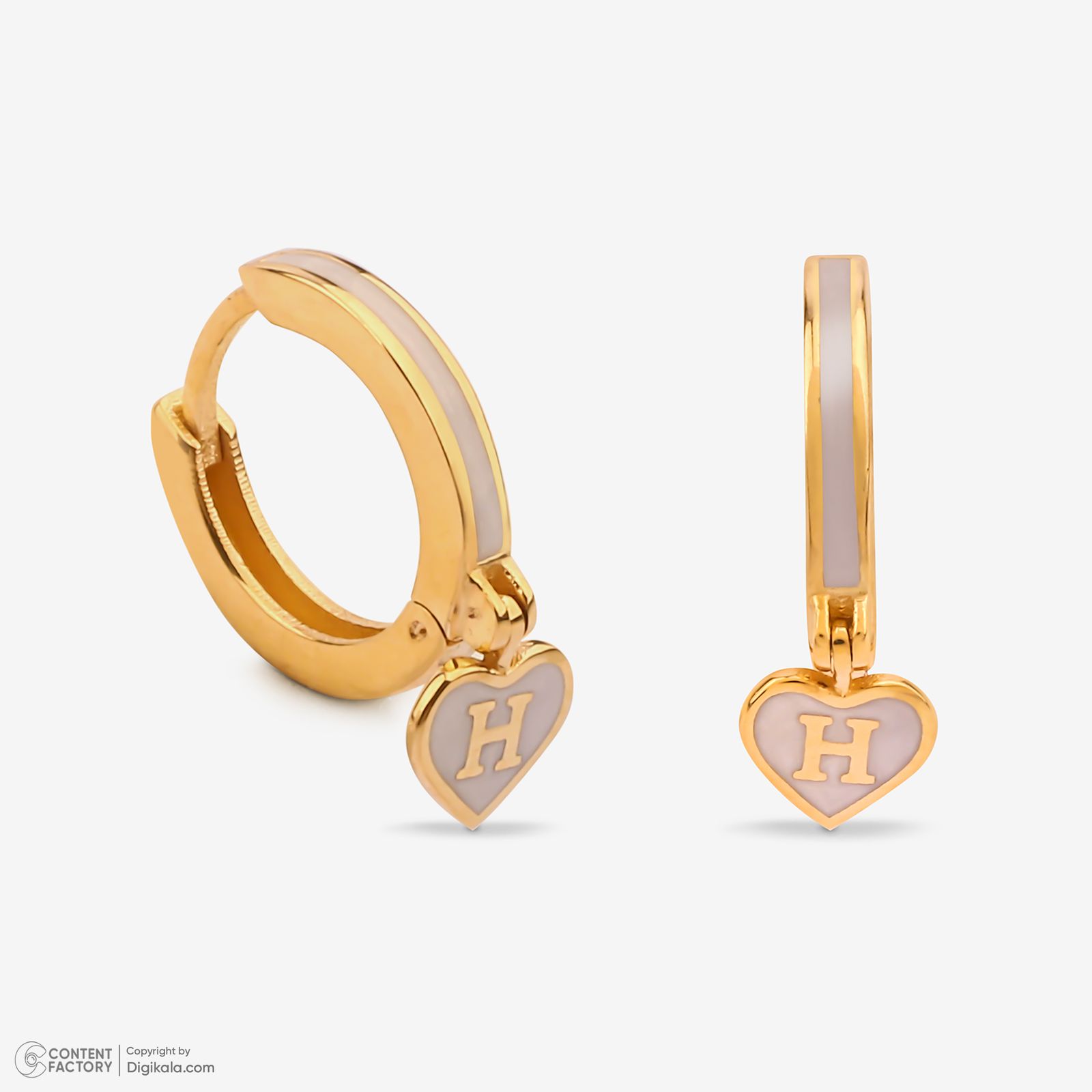 گوشواره حلقه‌ای طلا کم اجرت  18 عیار زنانه گلدم مدل E244025 -  - 2