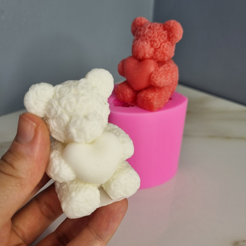 قالب شمع مدل خرس تدی گل گلی قلب به دست کد C 06CM