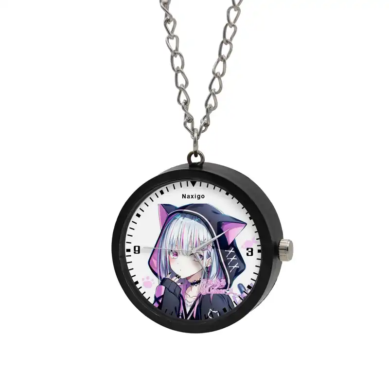 ساعت گردنبندی عقربه ای ناکسیگو مدل دختر گربه ای کد NF11783