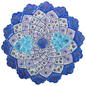 بشقاب مسی میناکاری شده اثر سلطانی طرح 1 قطر 29 سانتی متر