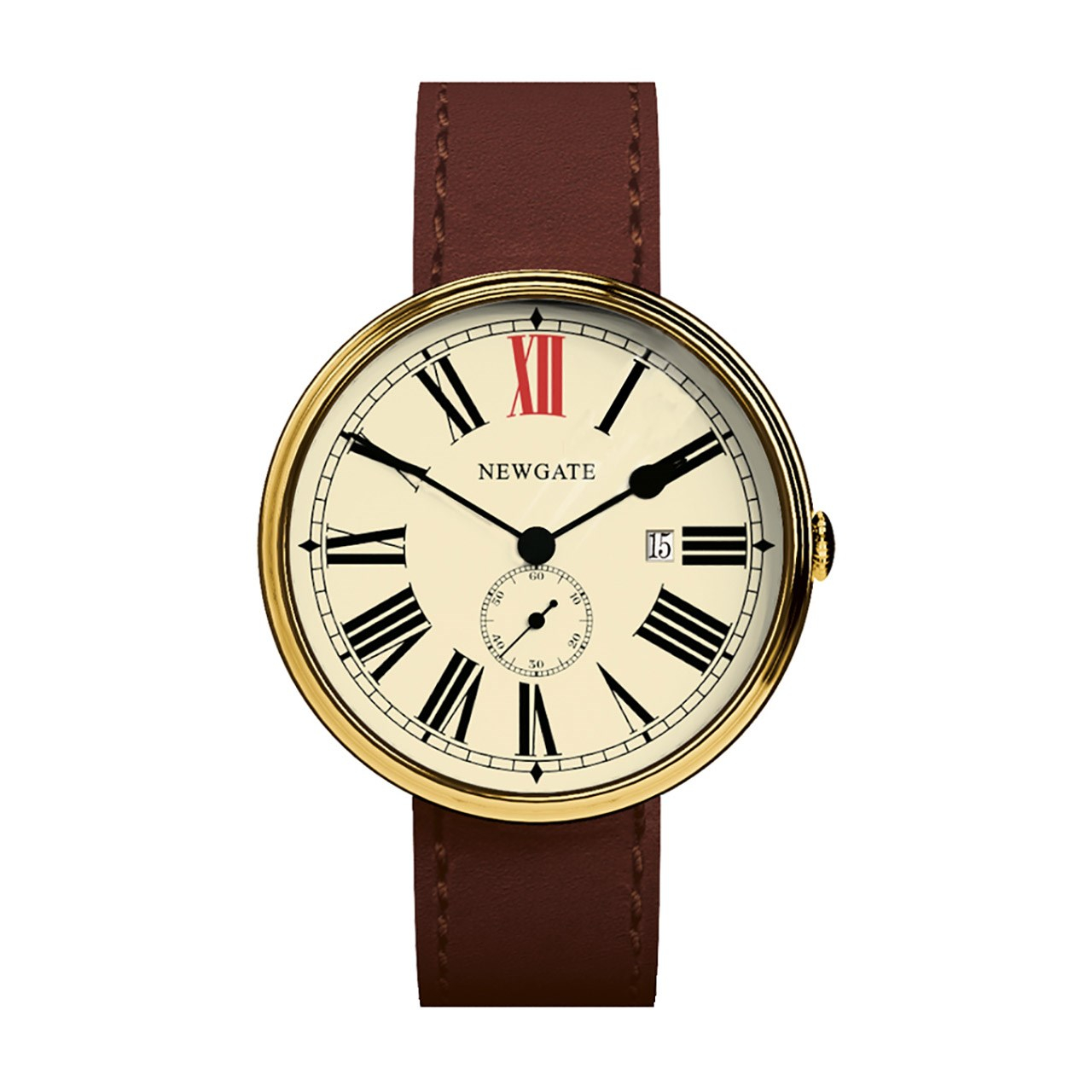 ساعت مچی عقربه ای نیوگیت مدل The Ship Brass Case Brown Strap قیمت و خرید ساعت مچی عقربه ای نیوگیت مدل The Ship Brass Case Brown Strap