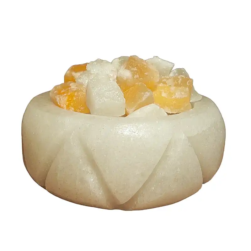 آباژور سنگ نمک مدل کـاسه خط دار طرح بدون پایـه کد 434