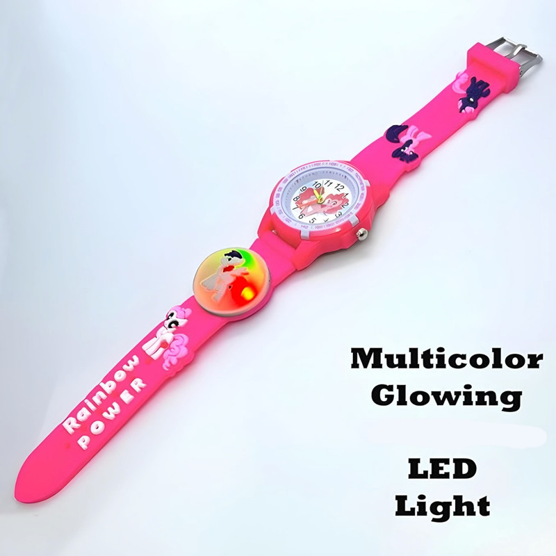 ساعت مچی عقربه ای دخترانه مدل چراغدار بند سیلیکونی ضد حساسیت طرح یونیکورن اسب تک شاخ کد 1 ساعت مچی عقربه ای دخترانه مدل چراغدار بند سیلیکونی ضد حساسیت طرح یونیکورن اسب تک شاخ کد 1