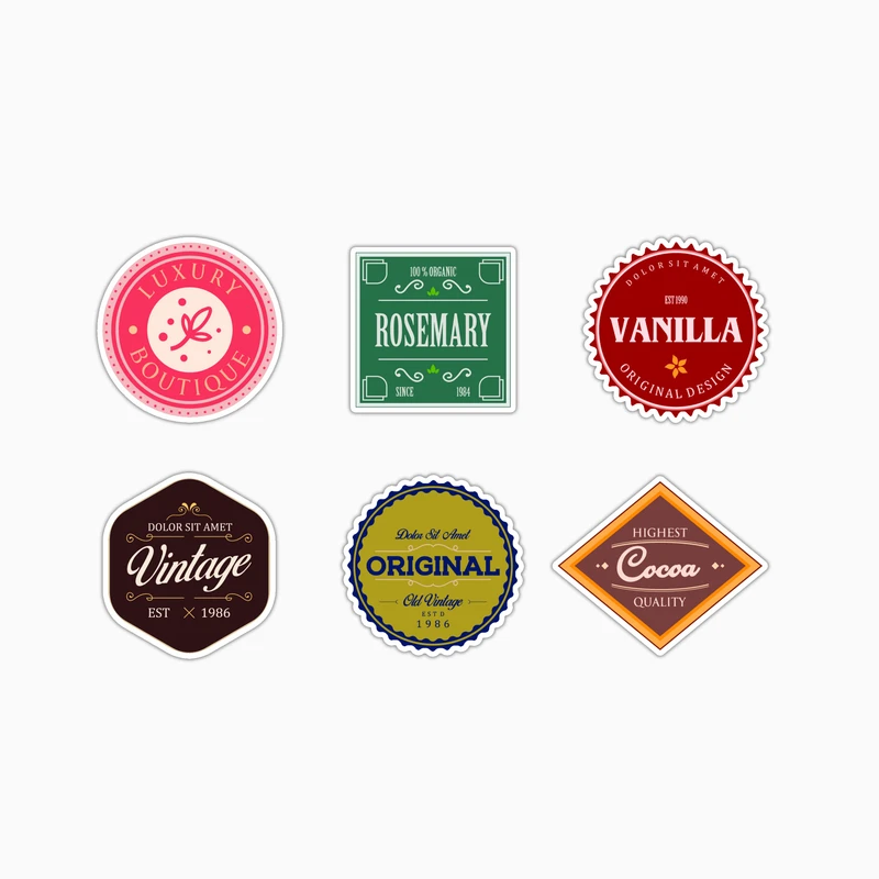 استیکر لپ تاپ و موبایل بووم طرح لیبل لوگو کد MD7 مجموعه 6 عددی