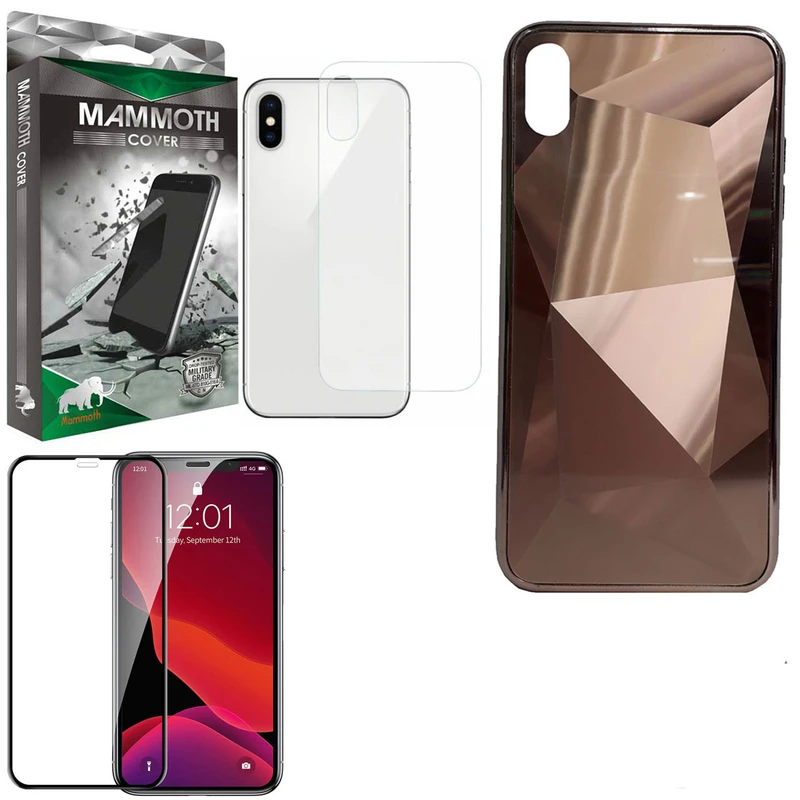 کاور ماموت مدل D-I-A-M-O-N-D مناسب برای گوشی موبایل اپل Iphone XS Max به همراه محافظ صفحه نمایش و محافظ پشت گوشی 
